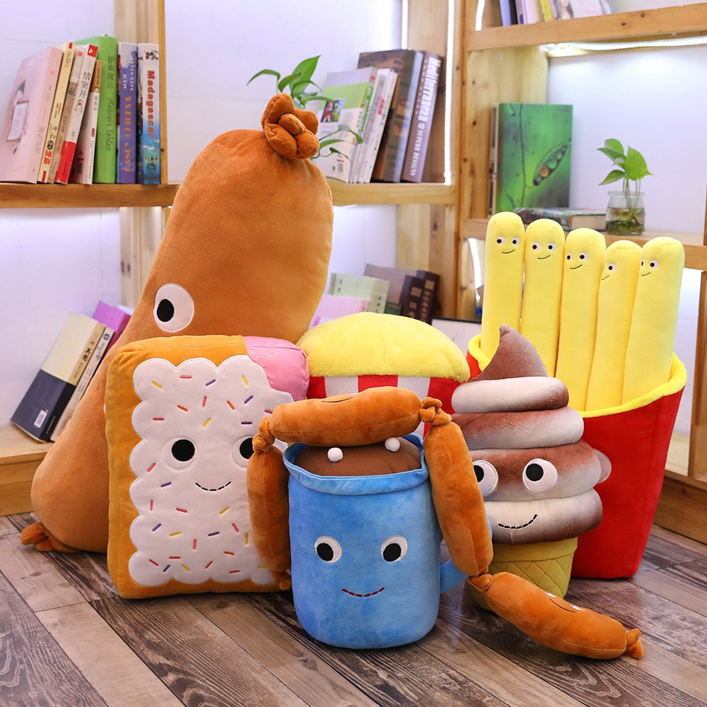 Cute Cartoon Plush Hamburger ice cream french fries toy stuffed food Popcorn cake pizza pillow cushion kids toys birthday gift