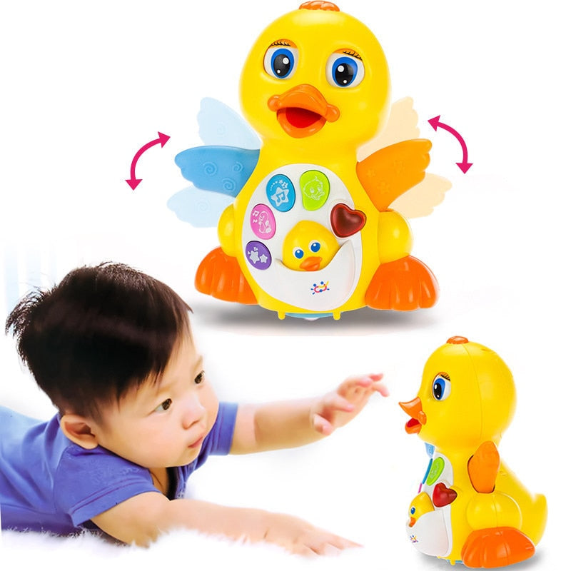 Electric Pet Big Yellow Duck Toy Children's Card Lights Flashing Rocking Music Early Education Toy