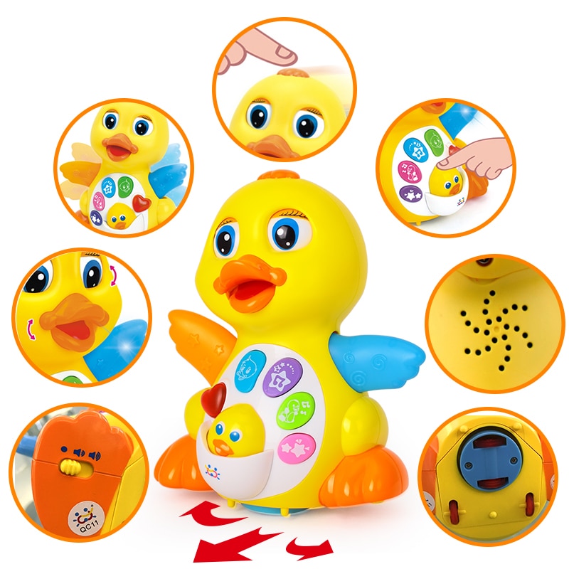Electric Pet Big Yellow Duck Toy Children's Card Lights Flashing Rocking Music Early Education Toy