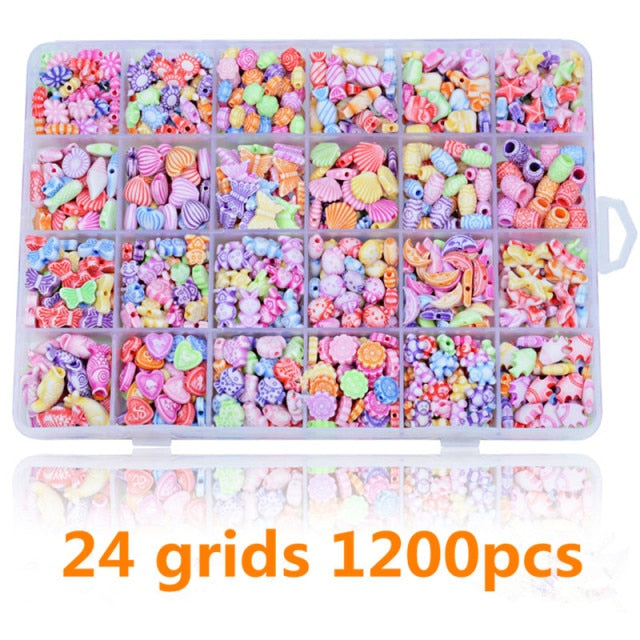 1200pcs DIY Handmade Beaded Children's Toy Creative Loose Spacer Beads Crafts Making Bracelet Necklace Jewelry Kit Girl Toy Gift