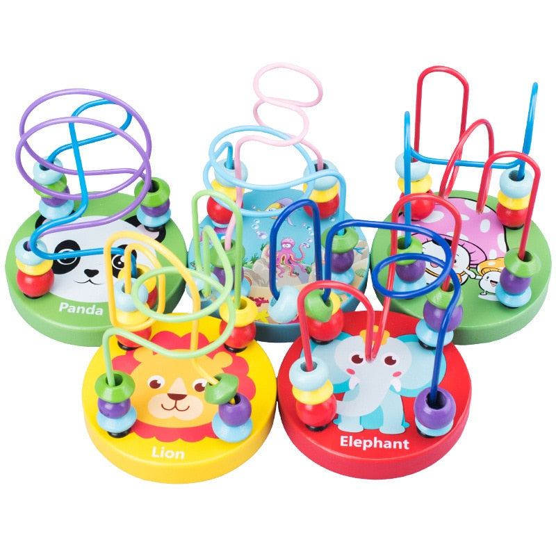 Baby Montessori Educational Math Toy Wooden mini Circles Bead Wire Maze Roller Coaster Abacus Puzzle Toys For Kids Boy Girl Gift