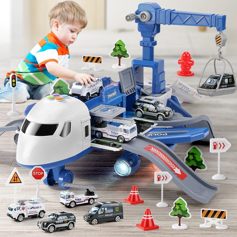 Large Size Passenger Plane Deformation Music Simulation DIY Track Inertia Toy Aircraft Kids Airplane