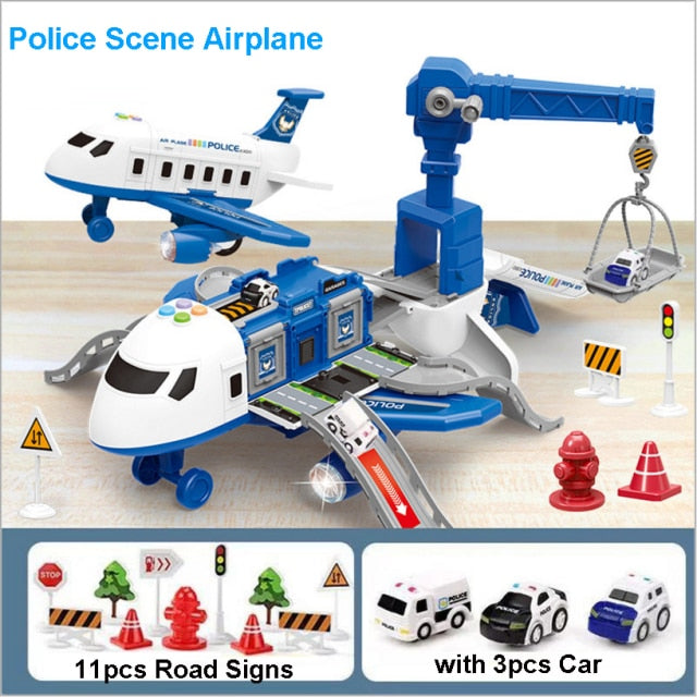 Large Size Passenger Plane Deformation Music Simulation DIY Track Inertia Toy Aircraft Kids Airplane