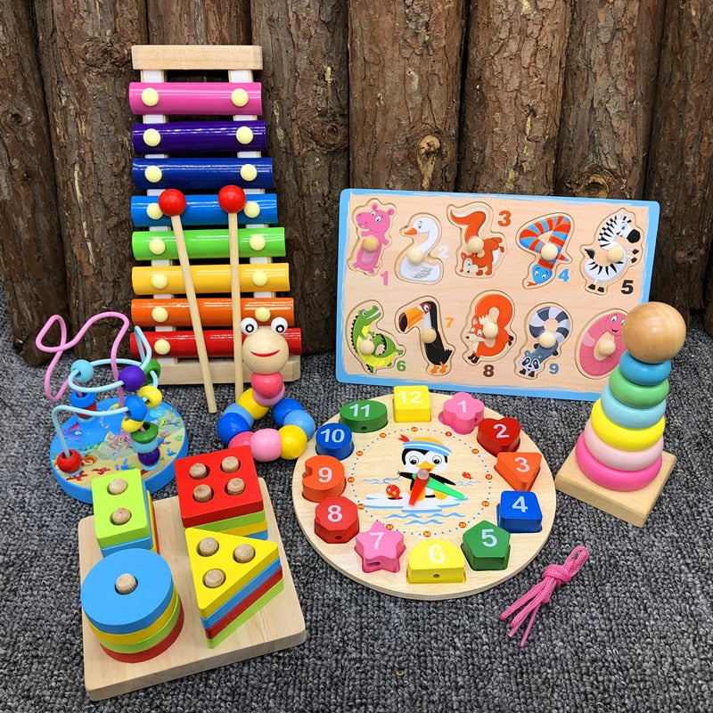 Kids Wooden Puzzles Game Montessori Educational Wooden Toys Little Baby Montessori Toys Educational Toys For Children