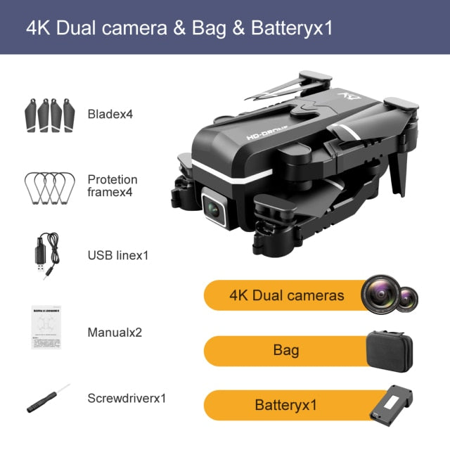 TYRC KK1 RC Mini Drone 4K Professional HD Dual Camera WiFi Fpv One-key Automatic Return Hold Foldable Quadcopter Kids Toys GIft