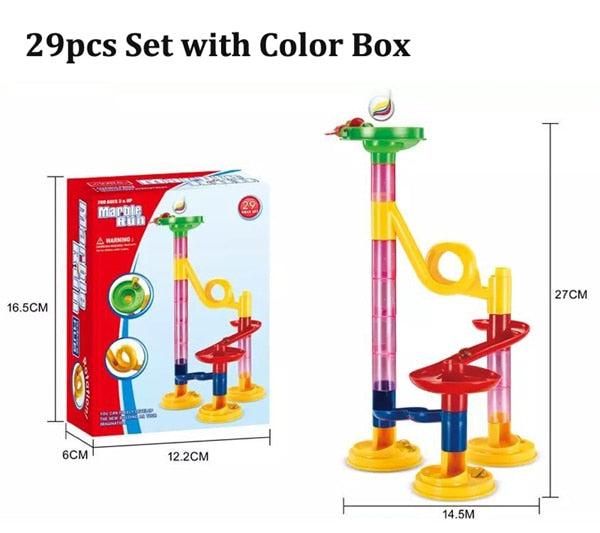 109pcs Set DIY Construction Marble Run Race Track Building Blocks Kids 3D Maze Ball Roll Toys Children Christmas Gift