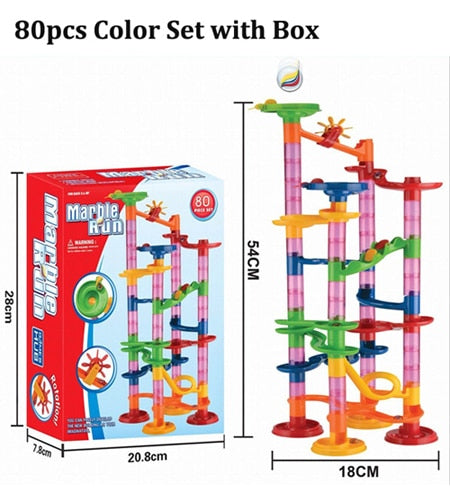 109pcs Set DIY Construction Marble Run Race Track Building Blocks Kids 3D Maze Ball Roll Toys Children Christmas Gift