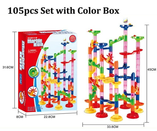 109pcs Set DIY Construction Marble Run Race Track Building Blocks Kids 3D Maze Ball Roll Toys Children Christmas Gift