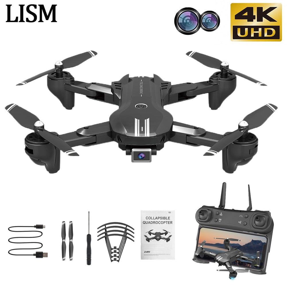 LISM X209 RC Drone 4K Professional HD Dual Camera WIFI FPV Air Pressure Fixed Height One Key Return Home Folding Quadcopter Toys