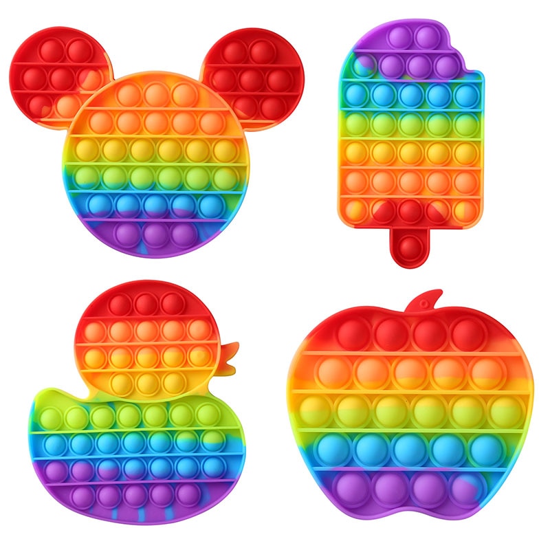 Rainbow Push Bubble Fidget Toys Animal Shape Adult Stress Relief Sensory Toy Soft Squishy Bubble Anti Stress Toy Autism Needs