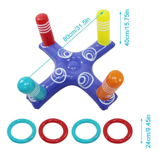 Inflatable Ring Throwing Ferrule Swimming Pool Ring Toss Game Kids Family Interactive Games Outdoor Beach Summer Water Fun Toy