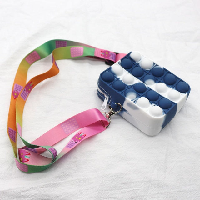 Fashion pop It Push Bubbles Toy Rainbow Unicorn Kawaii Coin Purse Children Wallet Ladies Bag Silica Gel Simple Dimple Fidget Toy