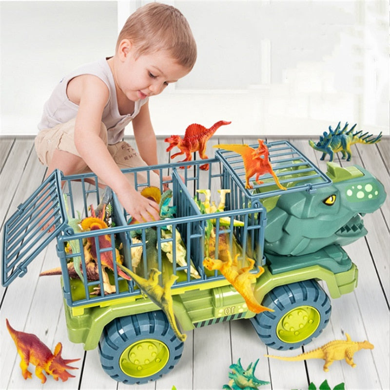 Boys Car Toys Dinosaur Truck Transport Carrier Vehicle Dino Animal Model Tyrannosaurus Rex