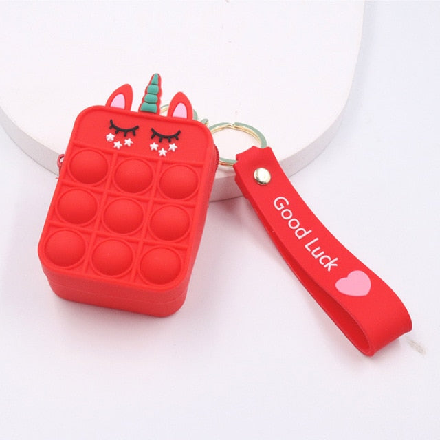 Fashion pop It Push Bubbles Toy Rainbow Unicorn Kawaii Coin Purse Children Wallet Ladies Bag Silica Gel Simple Dimple Fidget Toy