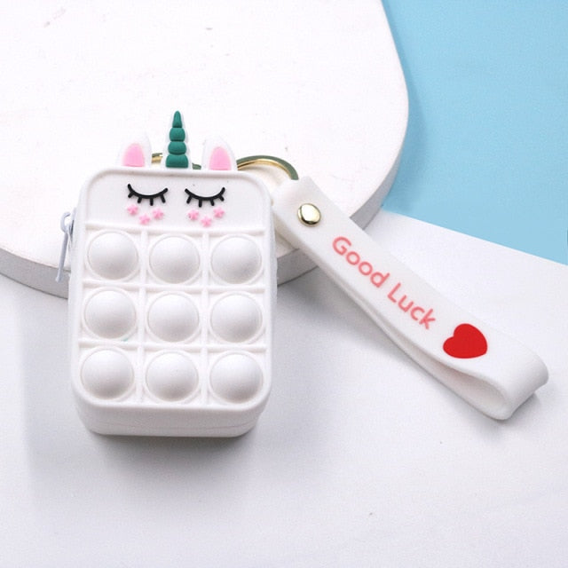 Fashion pop It Push Bubbles Toy Rainbow Unicorn Kawaii Coin Purse Children Wallet Ladies Bag Silica Gel Simple Dimple Fidget Toy