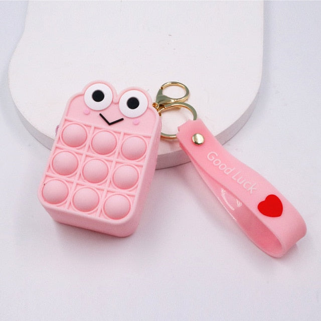 Fashion pop It Push Bubbles Toy Rainbow Unicorn Kawaii Coin Purse Children Wallet Ladies Bag Silica Gel Simple Dimple Fidget Toy