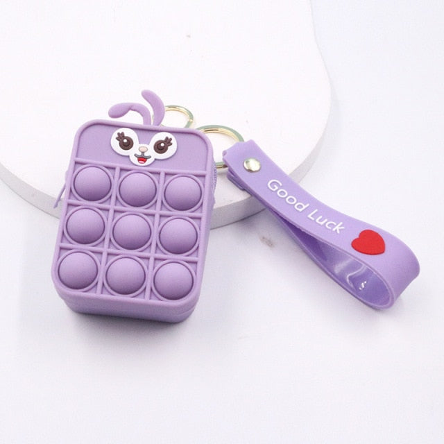 Fashion pop It Push Bubbles Toy Rainbow Unicorn Kawaii Coin Purse Children Wallet Ladies Bag Silica Gel Simple Dimple Fidget Toy