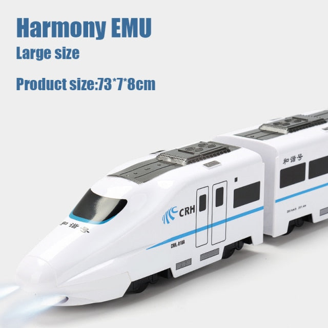 1:8 Harmony Railcar Simulation High-speed Railway Train Toys for Boys Electric Sound Light Train EMU Model Puzzle Child Car Toy