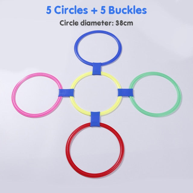 Children Games Hopscotch Jump Rings Set Kids Sensory Play Indoor Outdoor With 10 Hoops And 10 Connectors Training Sports Toy