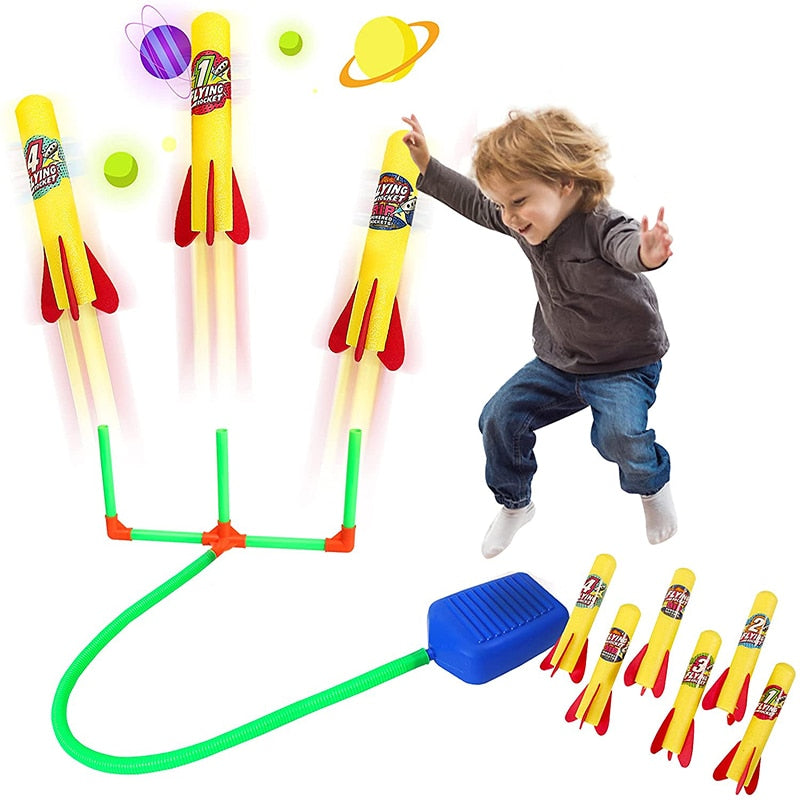Kids Air Pressed Stomp Rocket Pedal Games Outdoor Sports Kids League Launchers Step Pump Skittles Children Foot Family Game Toy