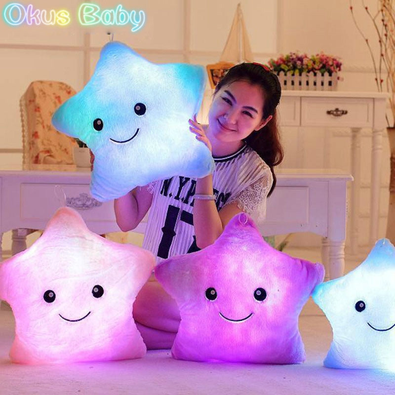 Luminous Pillow Star Cushion Colorful Glowing Pillow Plush Doll Led Light Toys Gift For Girl Kids Birthday Bedroom Decoration