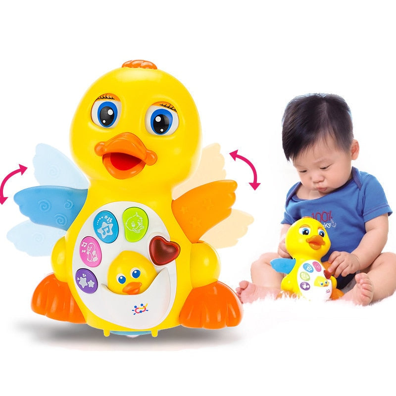 Electric Pet Big Yellow Duck Toy Children's Card Lights Flashing Rocking Music Early Education Toy