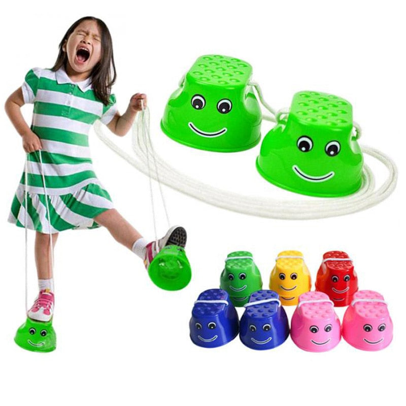 Children Outdoor Plastic Balance Training Equipment Smile Face Jumping Stilts Shoes Walker Fun Sport Toy Gift Coordination Game