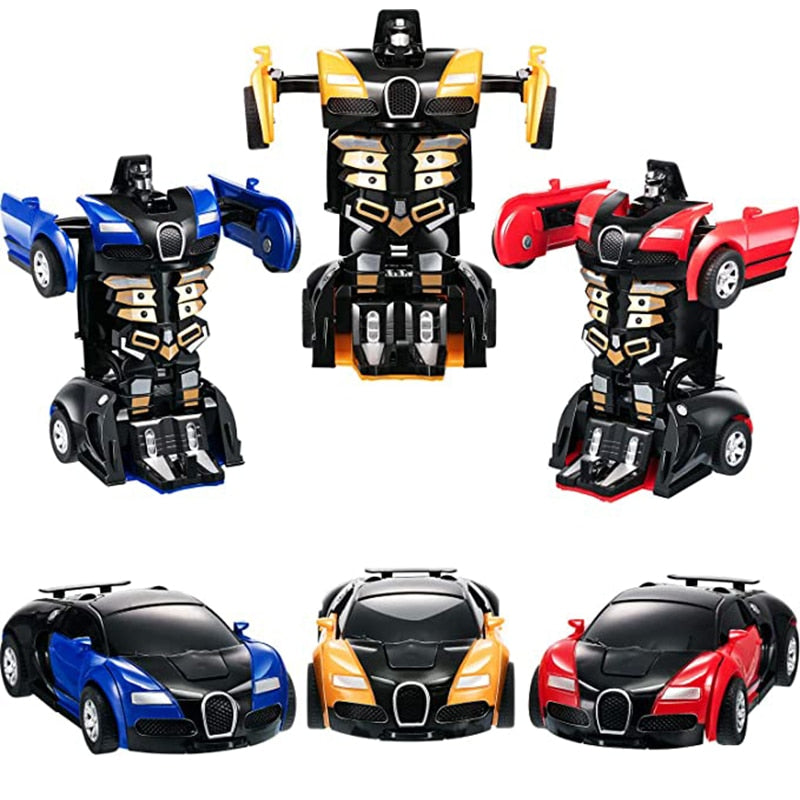 Transformation Mini 2 In 1 Car Robot Toy Anime Action Collision Transforming Model Deformation Vehicles Toy Gift for Children