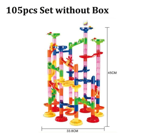 109pcs Set DIY Construction Marble Run Race Track Building Blocks Kids 3D Maze Ball Roll Toys Children Christmas Gift