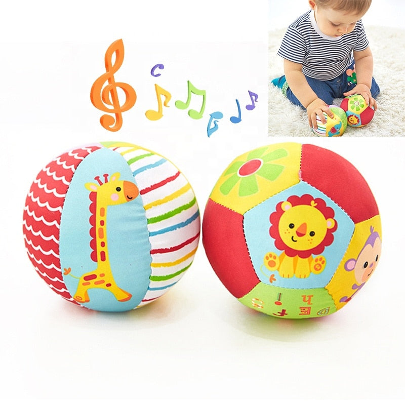Soft Cloth Rattle Ball Baby Toy For 0-36 Months Stuffed Baby Play Ball Cartoon Animal BB Stick Hand Bell Educational Sensory Toy