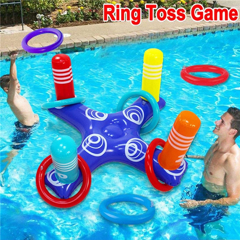 Inflatable Ring Throwing Ferrule Swimming Pool Ring Toss Game Kids Family Interactive Games Outdoor Beach Summer Water Fun Toy