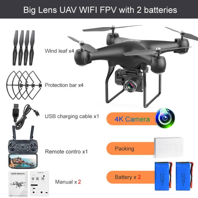 RC Drone FPV Quadcopter UAV with ESC Camera 4K HD Profesional Wide-Angle Aerial Photography Long Life Remote Control Helicopter
