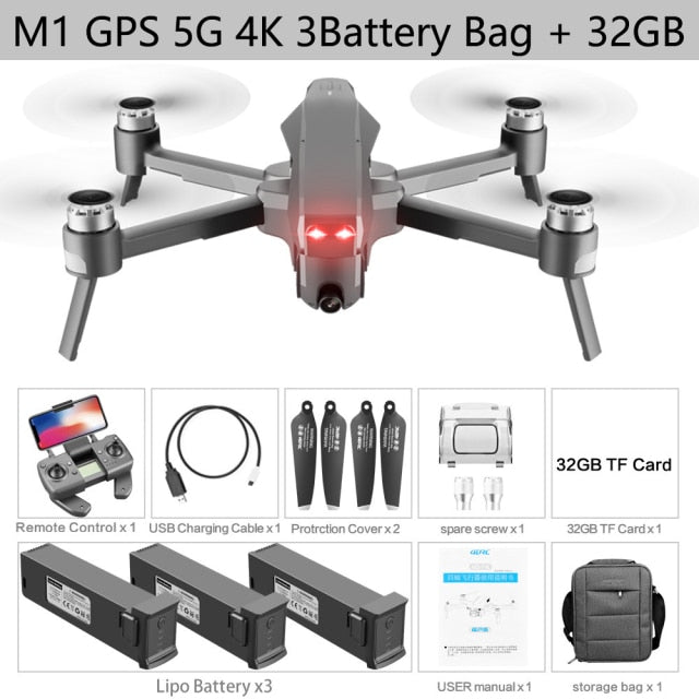 M1 GPS Drone With Two-Axis Gimbal 4K Professional Camera 5G WIFI FPV  Dron Brushless Motor 30mins Distance 3km Rc Quadcopter