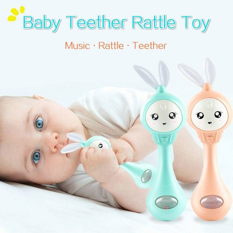 Baby Music Flashing Rattle Toys Rabbit Teether Hand Bells Mobile Infant Weep Tear Rattles Newborn Early Educational Toys 0-12M