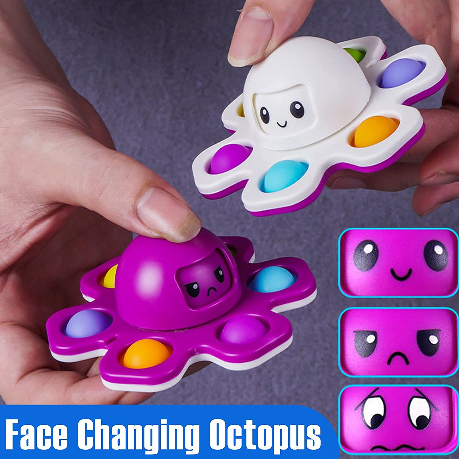 Antistress Push Bubbles Fidget Spinner Fidget Toys For Adults Children Kids Relieve Stress Pops Face Change Finger Spinner Toy